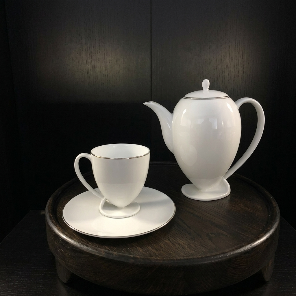 起舞 八方新氣 造形壺 金邊 白瓷藝術 水滴狀 花苞