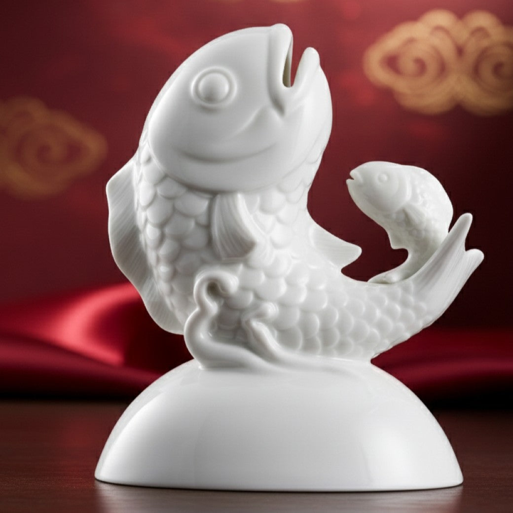 代代富足 存錢筒 八方新氣 白瓷藝術 魚 居家生活 辦公擺飾