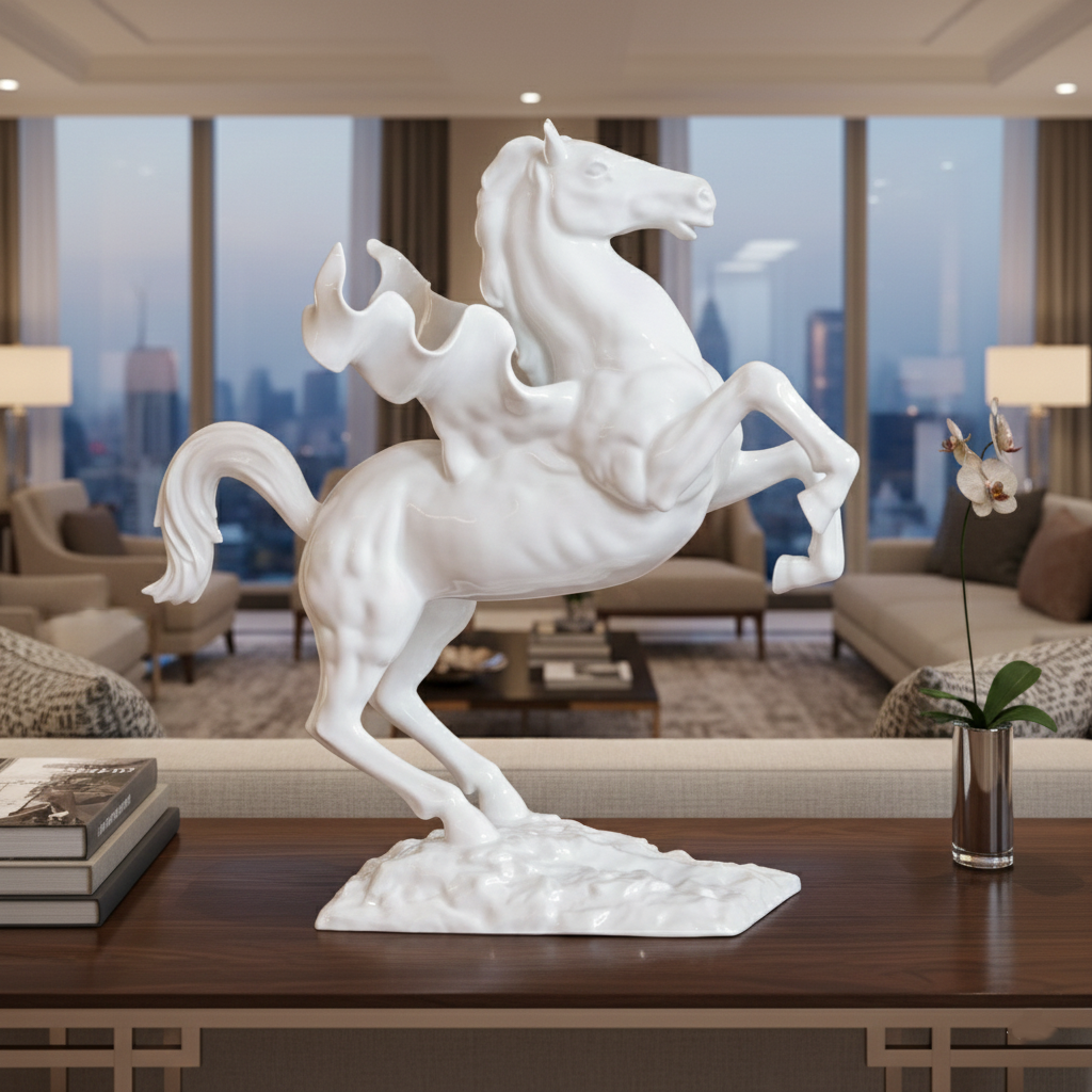 白瓷飛馬藝術擺飾,象徵馬到成功與突破蛻變 居家生活 馬年禮物