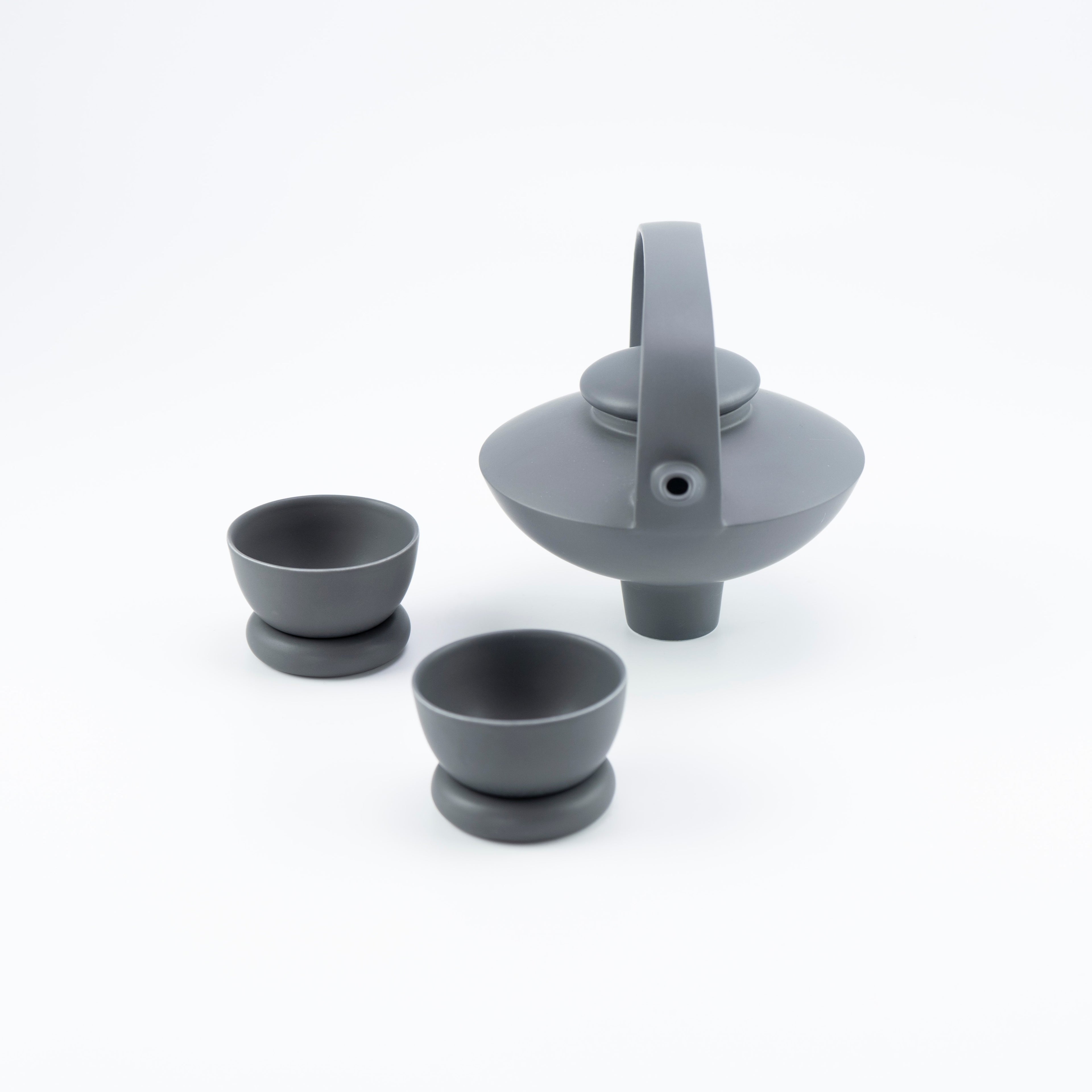 日出望月黑霧茶壺與茶杯組|霧黑瓷現代東方茶器