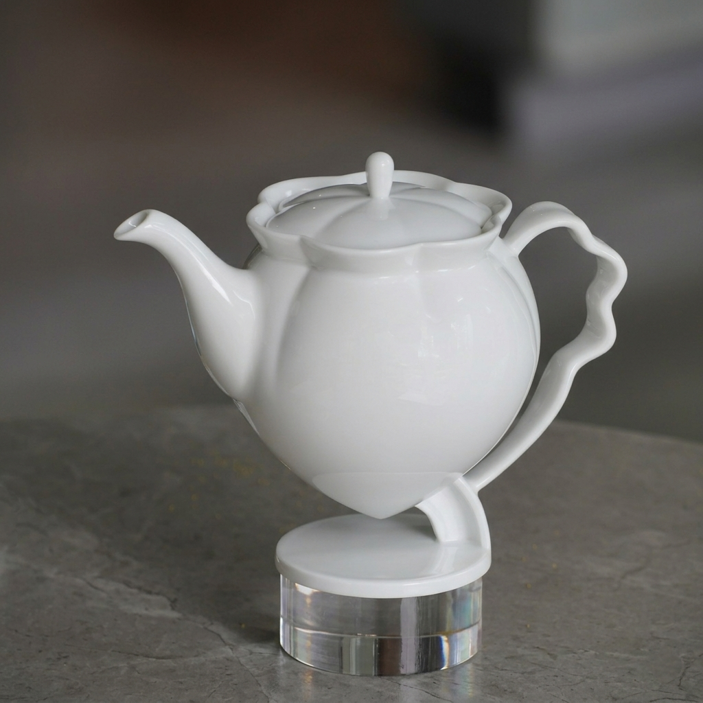 花神白瓷茶壺俯視・花瓣壺口造型・八方新氣 NewChi Porcelain
