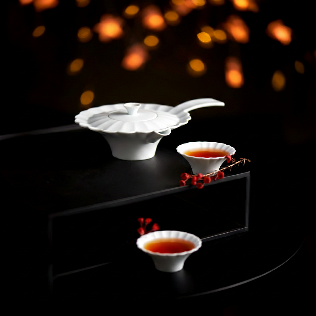 山水情深 茶壺 茶杯組 茶具 山水意象 白瓷 造形壺杯