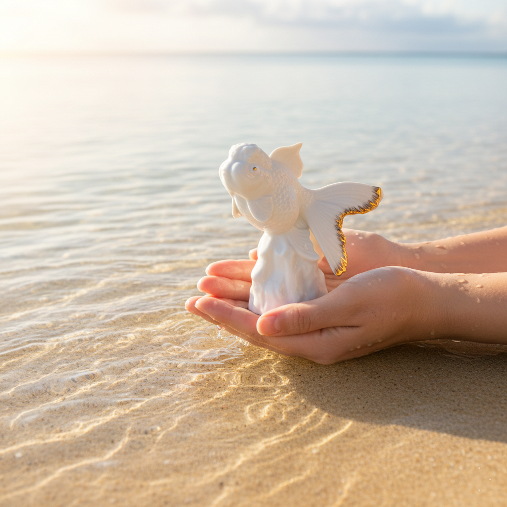 高昇 白瓷 金魚造型 藝術擺件 居家生活