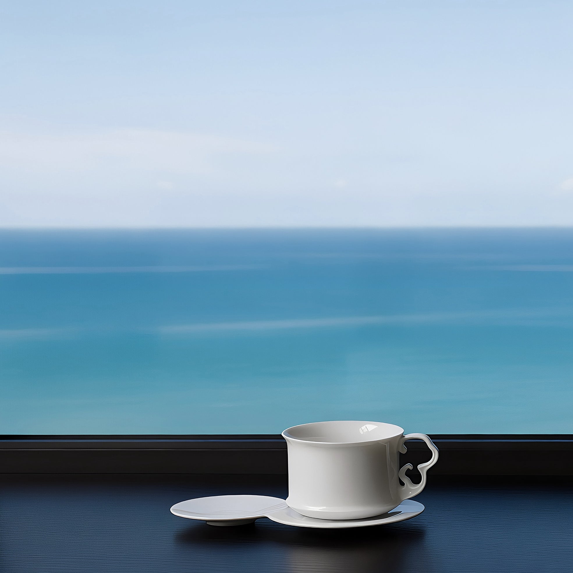 海洋 咖啡杯盤組 八方新氣 白瓷器 送禮 杯子 把手 8字型雙盤