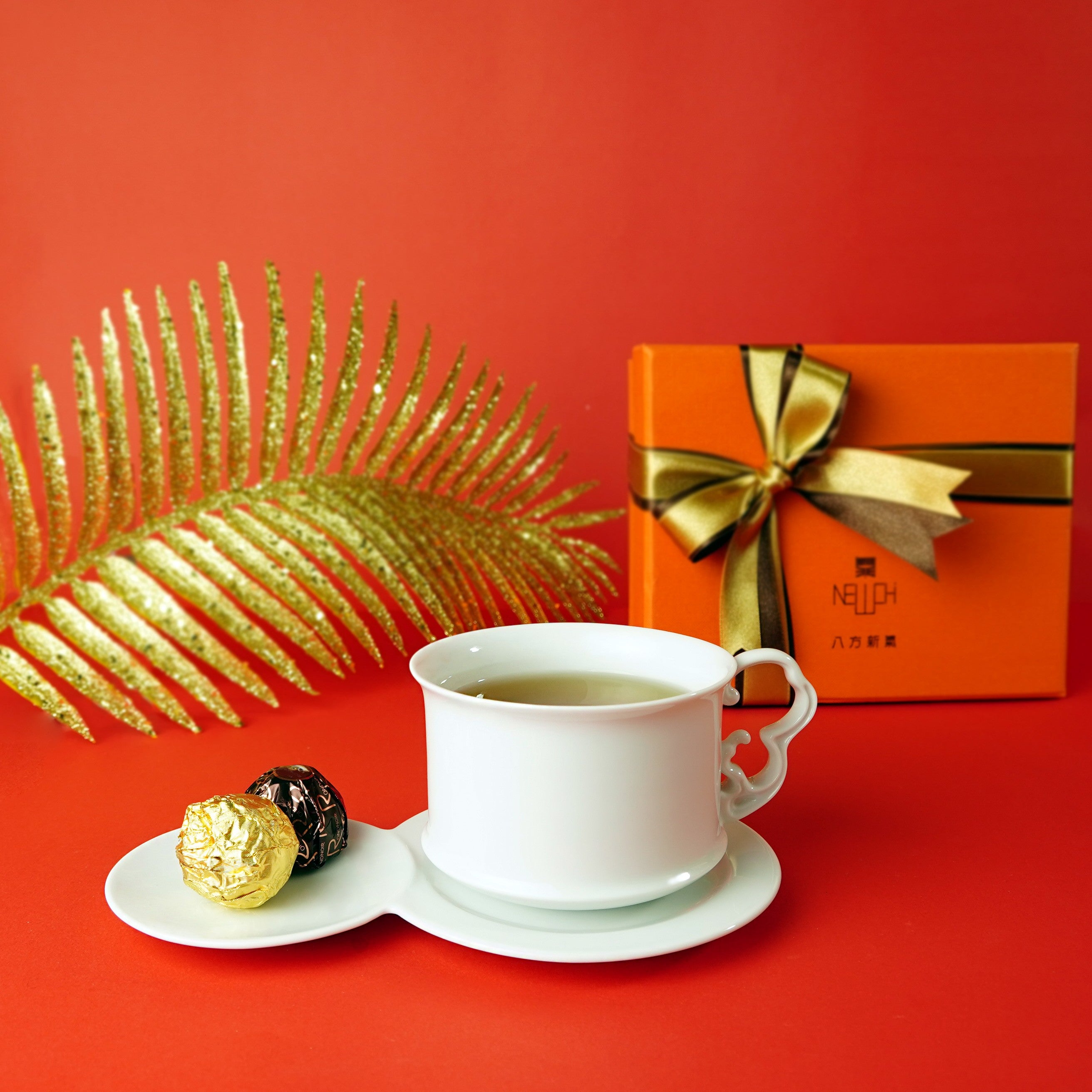 海洋 咖啡杯盤組 八方新氣 白瓷 茶具茶杯 送禮 杯子 浪花把手 白色 8字造形盤