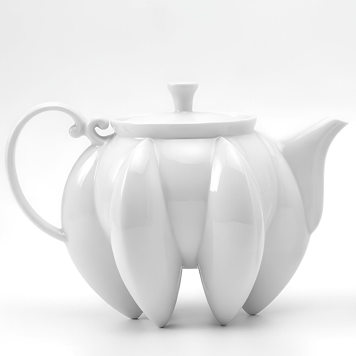 〈荷花〉茶壺側面,六足如蓮瓣