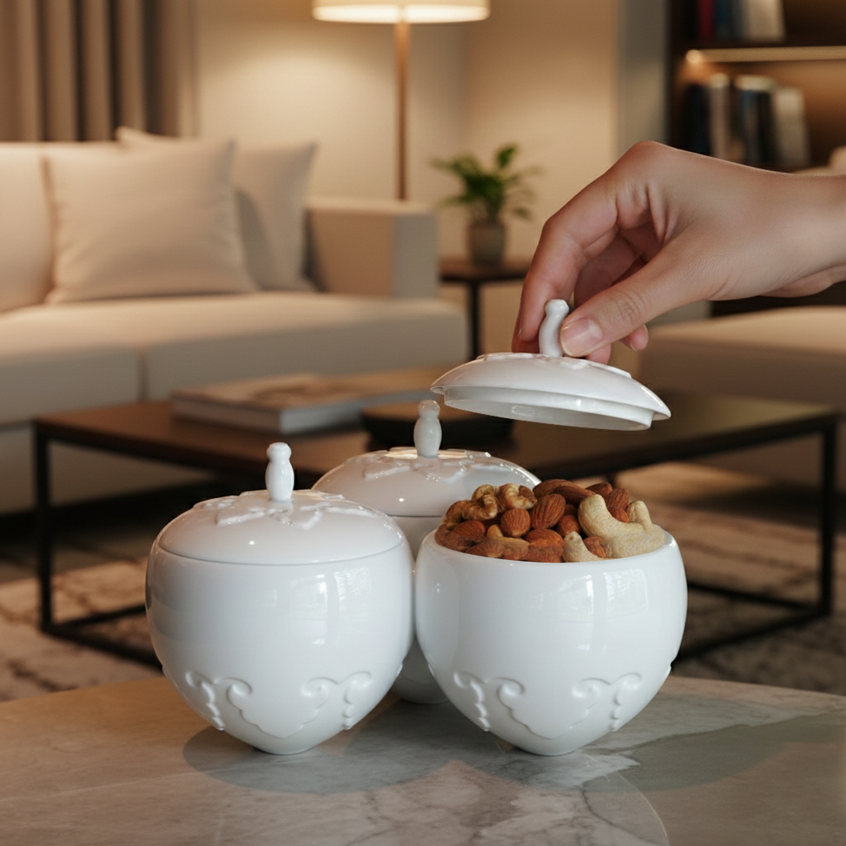 喜相逢 白瓷瓜果盒 居家生活 八方新氣 年節擺飾 企業禮贈 新年禮物 長輩送禮 送禮首選