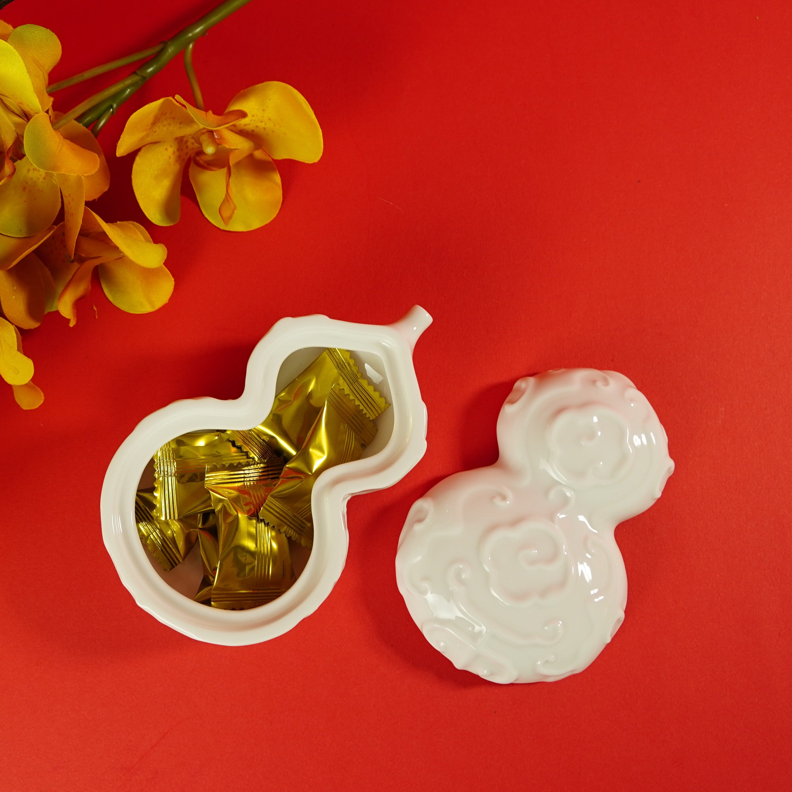八方新氣 瓷器 送禮 喜福會 陶瓷 收納盒 白瓷 擺飾 禮物 糖果盒 葫蘆 花生