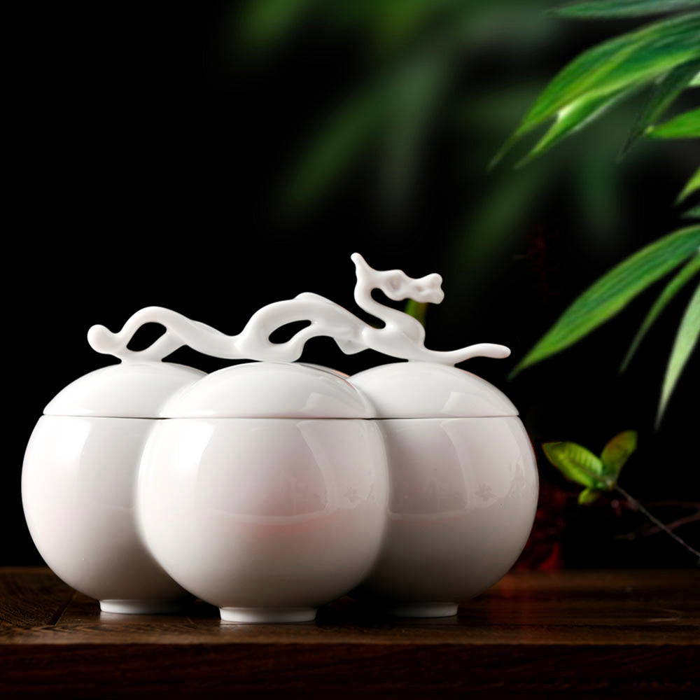 八方新氣 四海遊龍 收納盒 瓷器 送禮 糖果盒 珠寶盒 白瓷