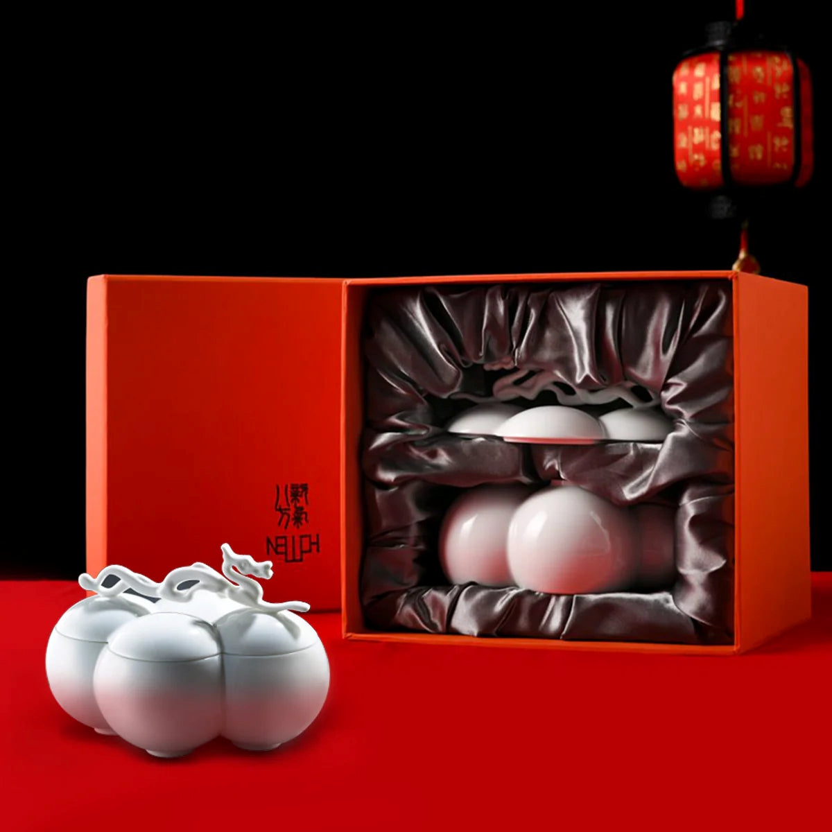 八方新氣 四海遊龍 收納盒 瓷器 送禮 糖果盒 珠寶盒 白瓷 升遷禮物