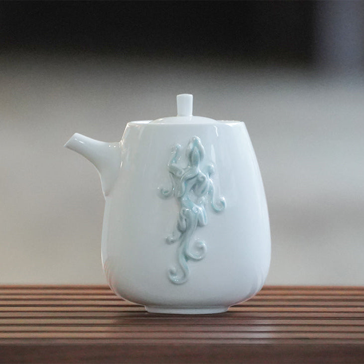 八方新氣 現代瓷器 龍造型 登高 茶壺 企業高升送禮 茶器 茶具組 白瓷藝術