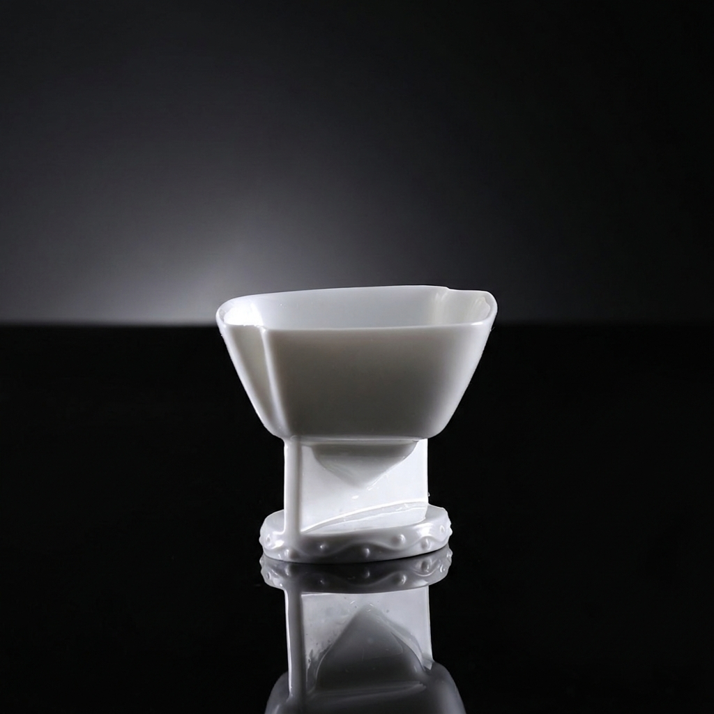 花祭白瓷單杯深色背景・菱形高台造型・八方新氣NewChi Porcelain