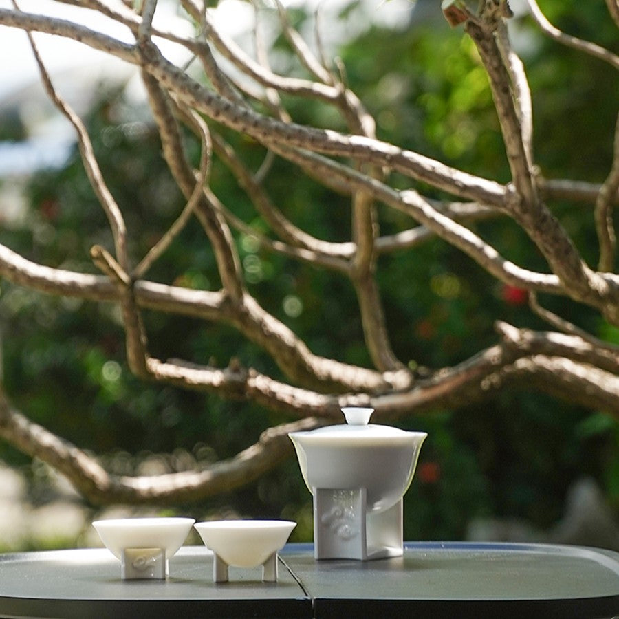 如意雲遊 蓋杯 茶具組 白瓷