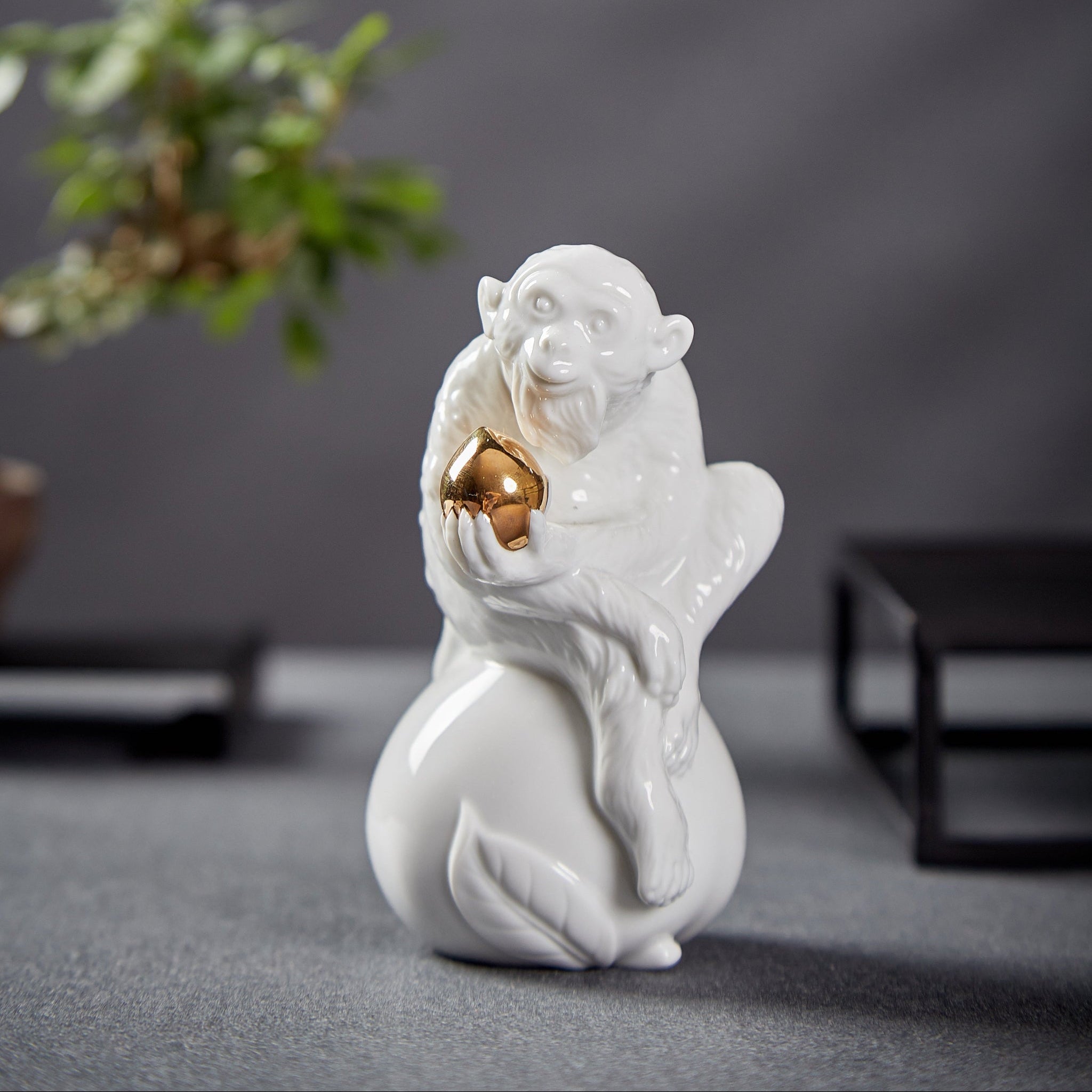 八方新氣 猴 瓷偶 福壽兩全 瓷器 生肖擺飾 印璽 印章 白瓷 禮物