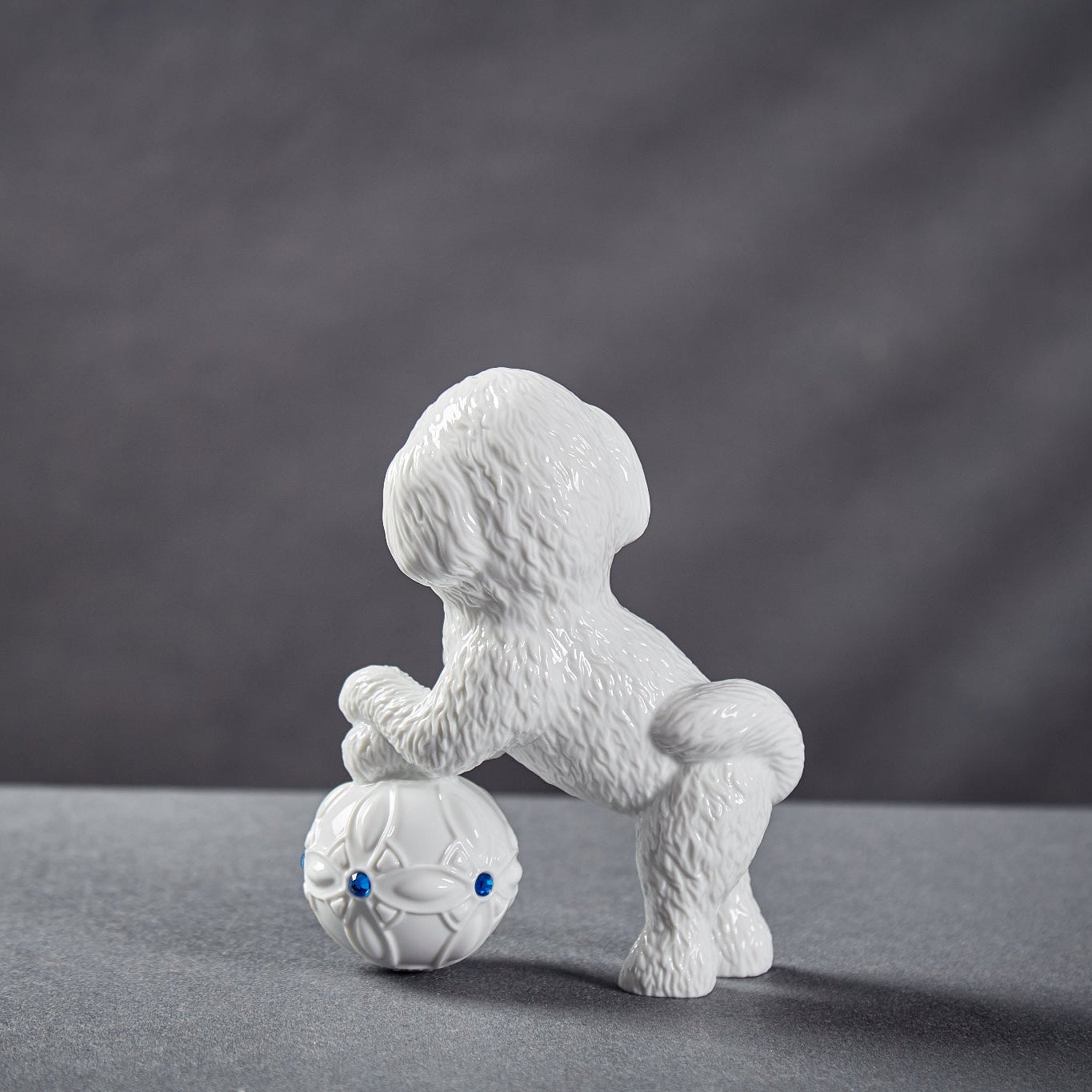 八方新氣 生肖狗 喜旺圓滿 瓷偶 瓷器 擺飾 白瓷 禮物 藍