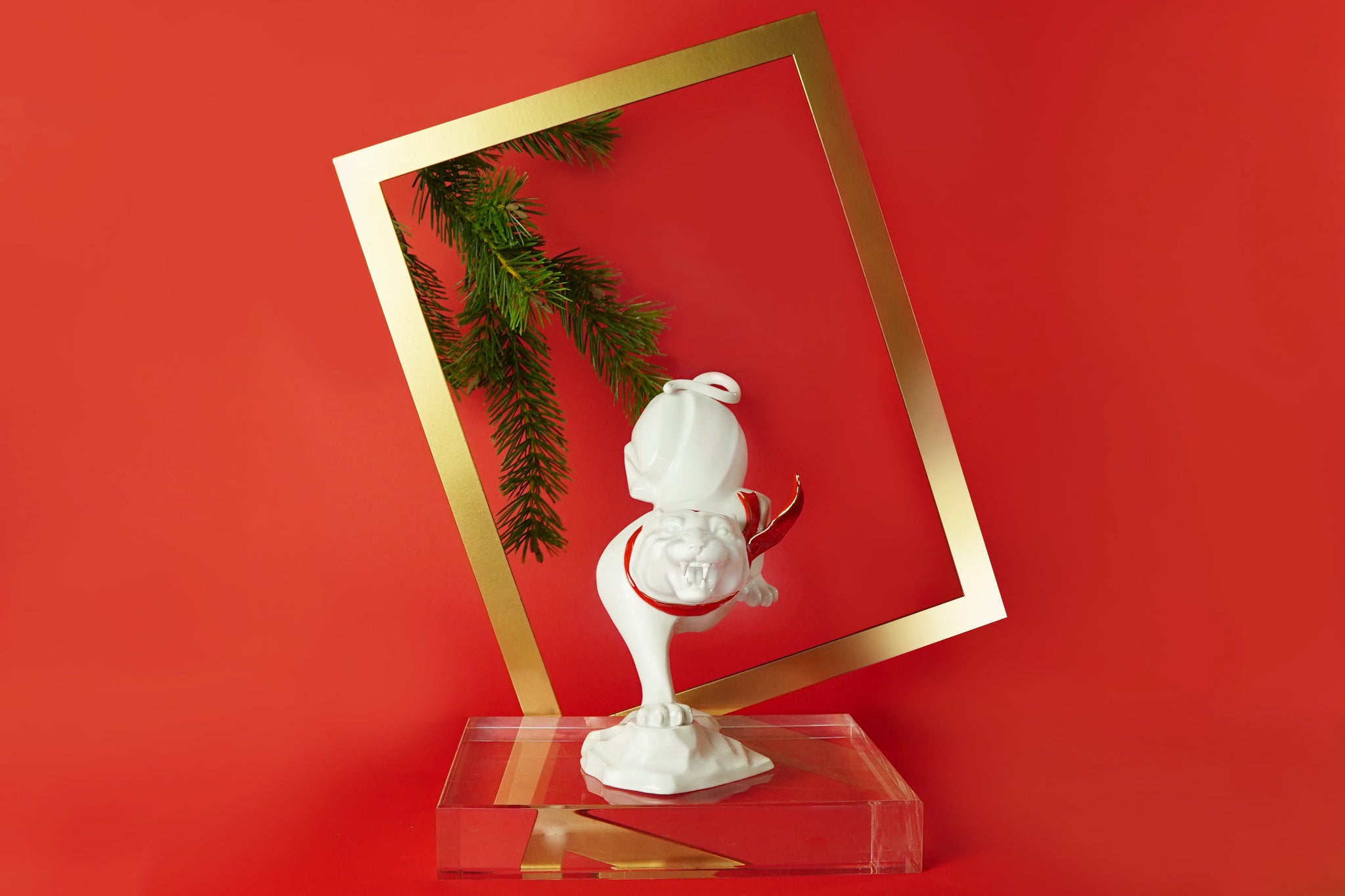 八方新氣 虎 印記 瓷偶 瓷器 擺飾 印璽 印章 白瓷 禮物