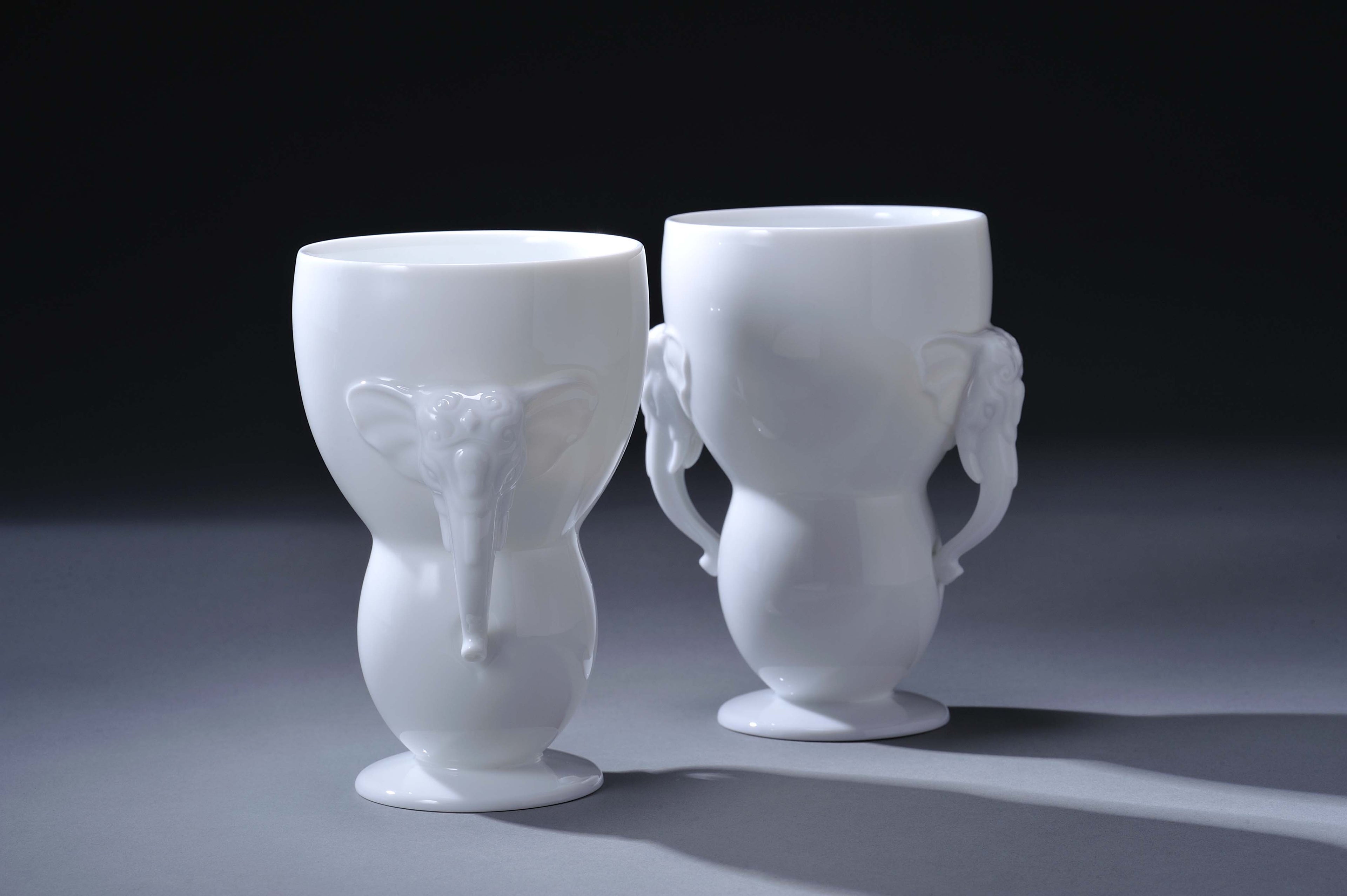 八方新氣 瓷器 送禮 大象 對杯 杯子 白色