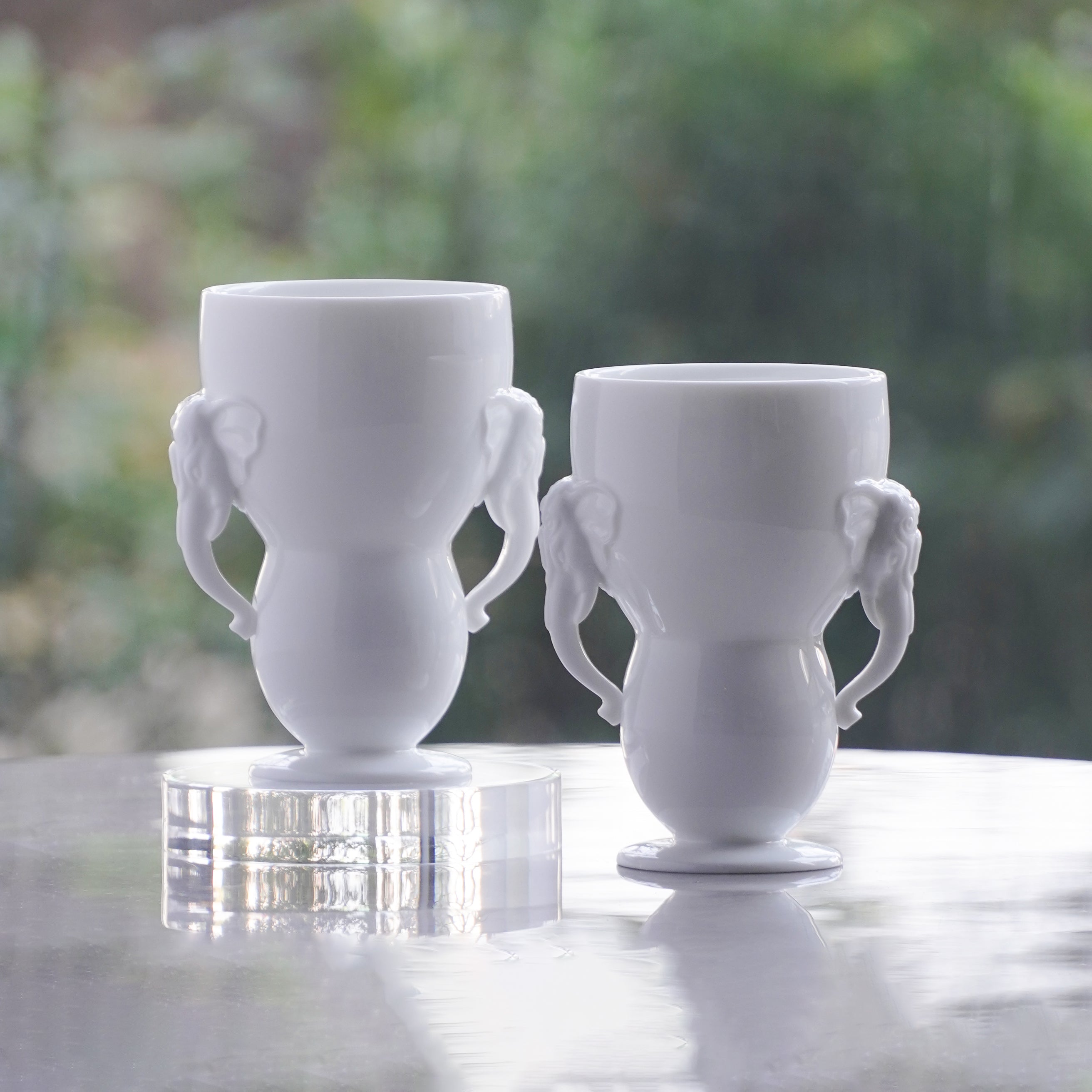 八方新氣 瓷器 送禮 大象 對杯 杯子 白色 居家生活 把手杯