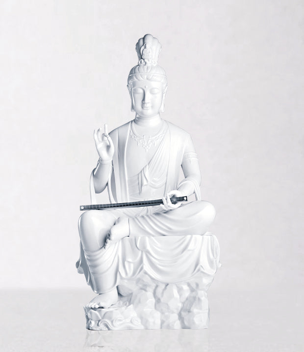 八方新氣 為法鼓山訂製之祈願觀音白瓷佛像，法相莊嚴純淨，展現東方現代佛藝之美