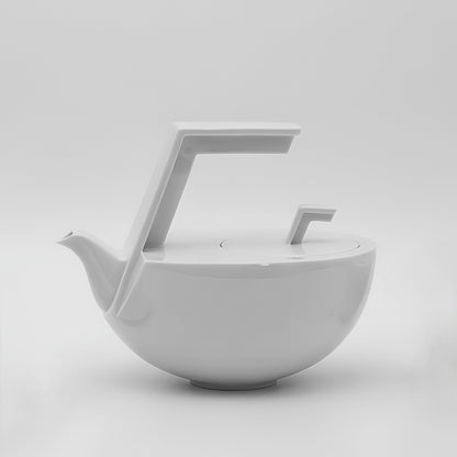 海量白瓷茶壺正面視角｜圓潤器形與現代東方設計