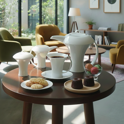 八方新氣 明月 茶器 瓷壺 藝術造形壺 家居生活 杯盤 糖奶 精緻瓷器茶具組