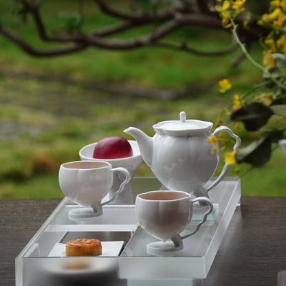 花神白瓷茶壺茶杯戶外情境・儀式感品茗場景・八方新氣 NewChi Porcelain