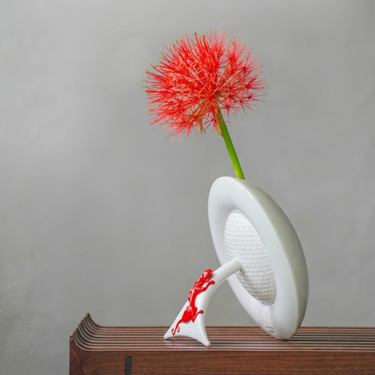 八方新氣 瓷器 紅色夢圓 陶瓷擺件 王俠軍 花器 花瓶 造形花瓶
