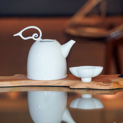 雲享茶具組｜純白瓷壺搭配雲形茶杯｜中秋送禮高端瓷器推薦