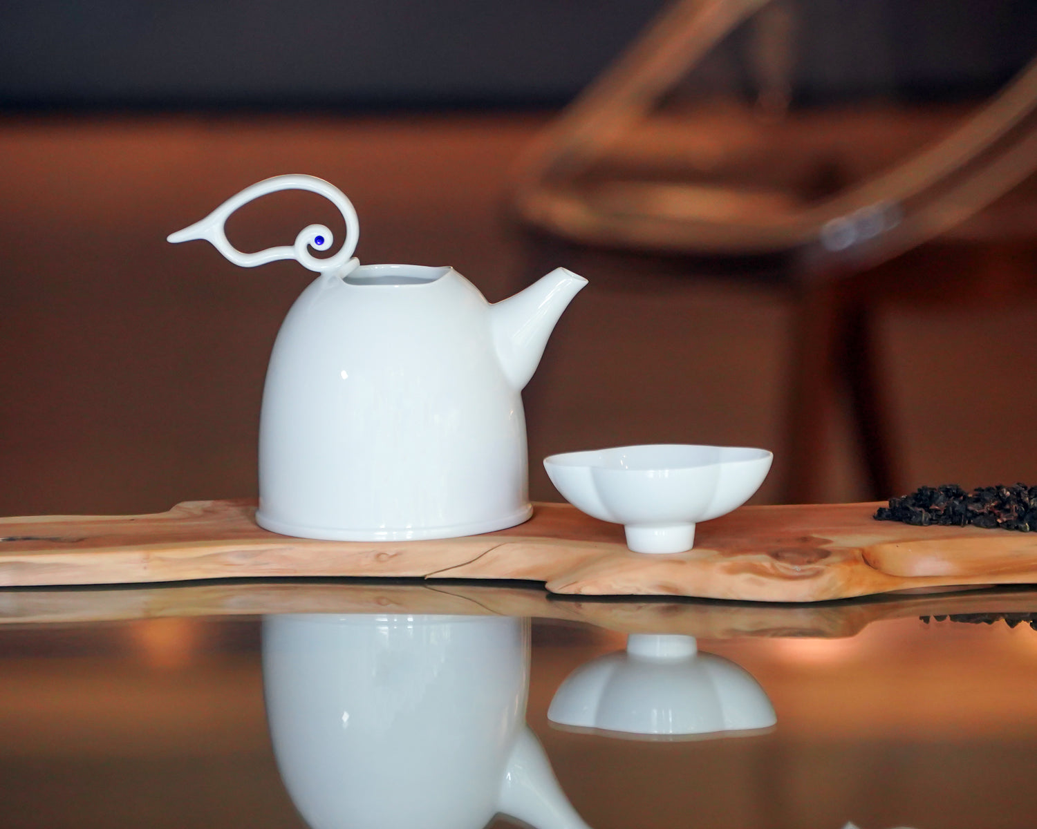 雲享茶具組｜純白瓷壺搭配雲形茶杯｜中秋送禮高端瓷器推薦