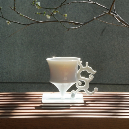 龍尊 東方龍紋茶具 龍造形壺 杯 白瓷藝術 咖啡杯