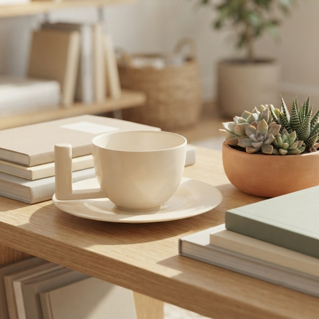八方新氣 靜思 咖啡杯 茶杯 瓷器 杯子 亮面 白色 茶具 茶器 把手 造形杯 杯子款式