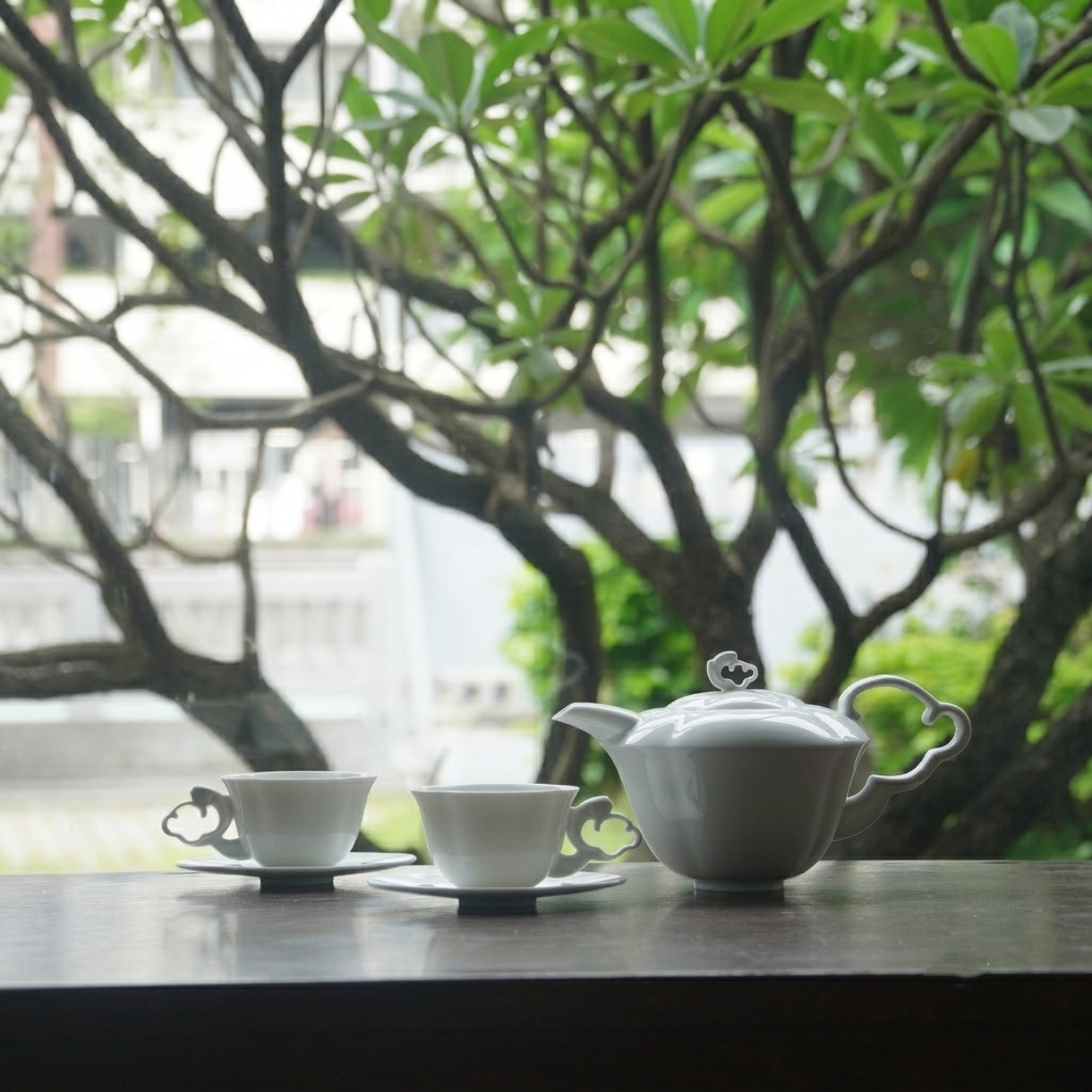 八方新氣 白瓷茶具 咖啡杯 王俠軍設計 如意意象 與海共舞 壺杯盤組 壺 藝術造形 茶具
