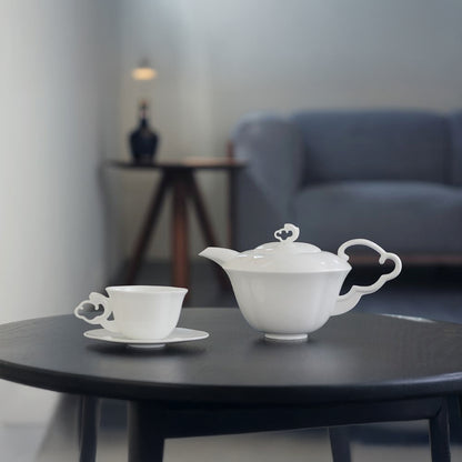 八方新氣 白瓷茶具 咖啡杯 王俠軍設計 如意意象 與海共舞 壺杯盤組 壺 藝術造形 茶具組