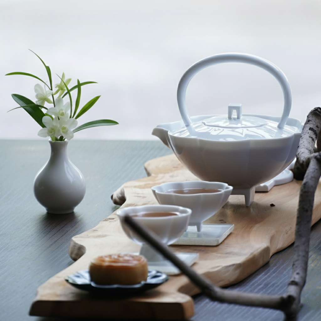 長春 茶具 居家生活 白瓷 壺 杯 亮面白