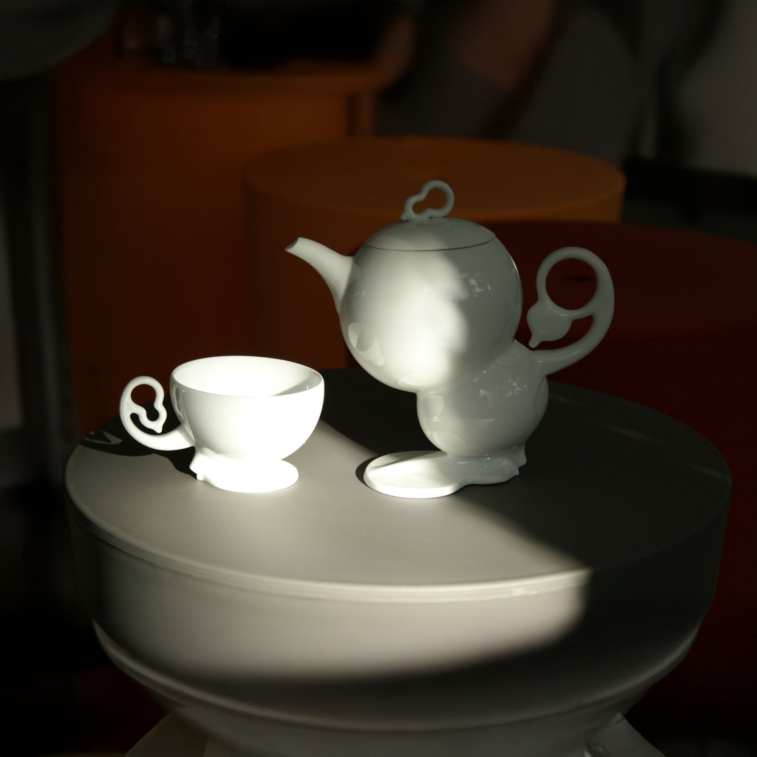 秋躍幸福 八方新氣 藝術造形杯 壺 葫蘆 白瓷 茶具組 荼器 居家生活
