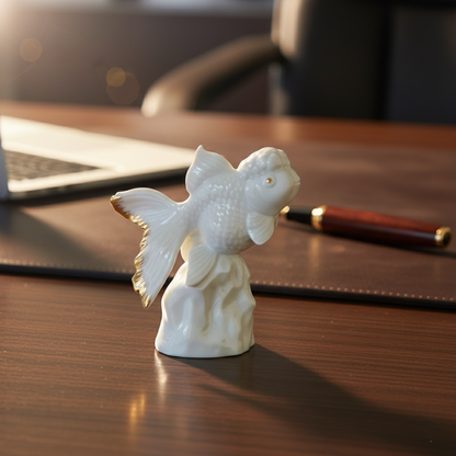 高昇 白瓷 金魚造型 藝術擺件 居家生活