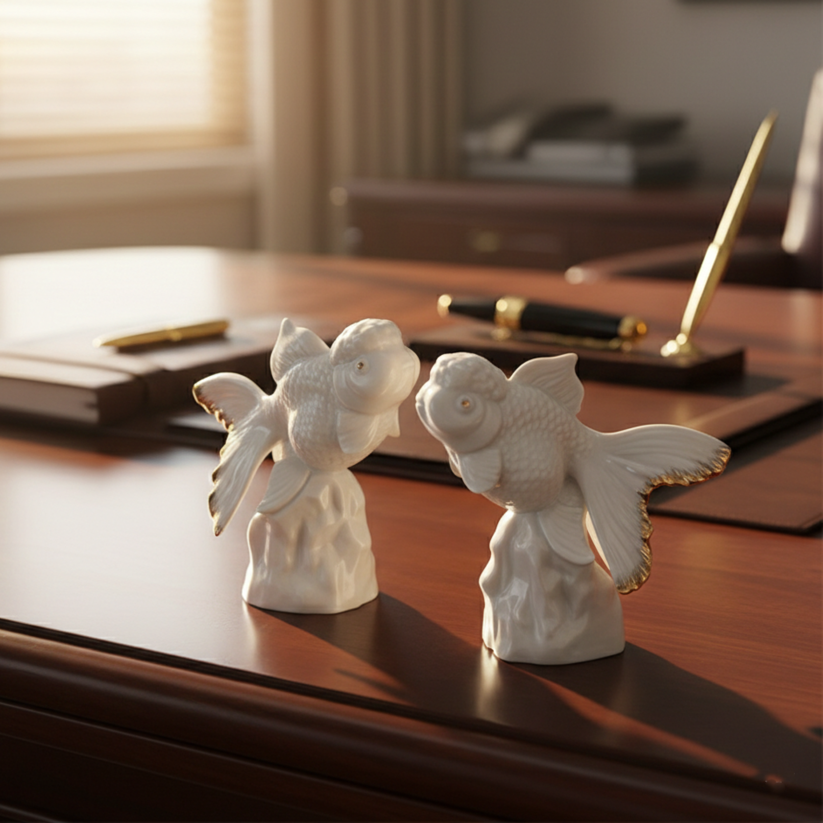 高昇 白瓷 金魚造型 藝術擺件 居家生活