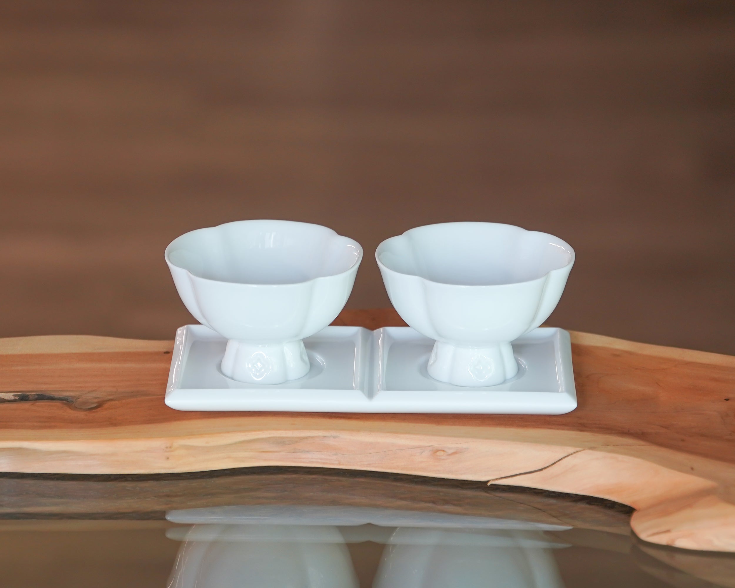 璀璨長盤搭配隨圓雙杯｜中秋節餐桌佈置與茶點擺盤｜台灣設計高端白瓷禮品