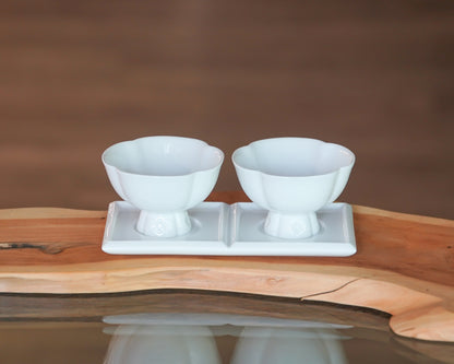 璀璨長盤搭配隨圓雙杯｜中秋節餐桌佈置與茶點擺盤｜台灣設計高端白瓷禮品