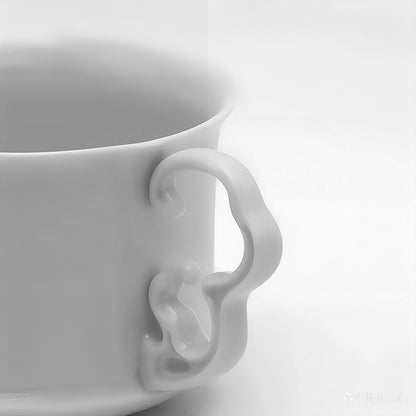 海洋 咖啡杯盤組 八方新氣 白瓷器 送禮 杯子 把手 杯耳造型以奔騰浪花為原型