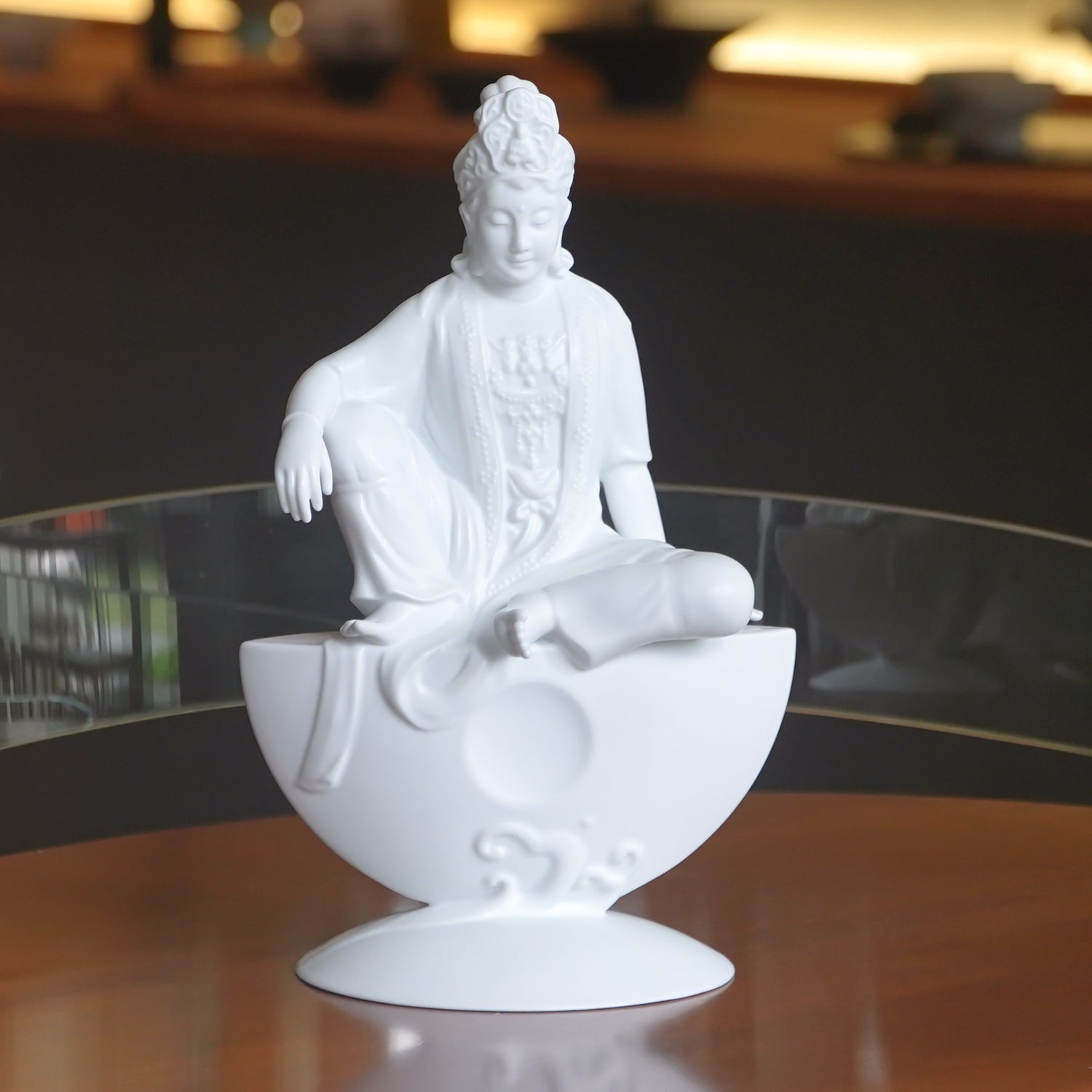八方新氣 水月無邊 佛像 擺飾 白瓷 瓷偶