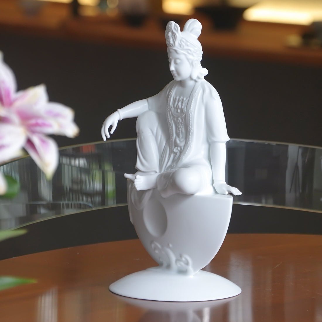 八方新氣 水月無邊 佛像 擺飾 白瓷 瓷偶