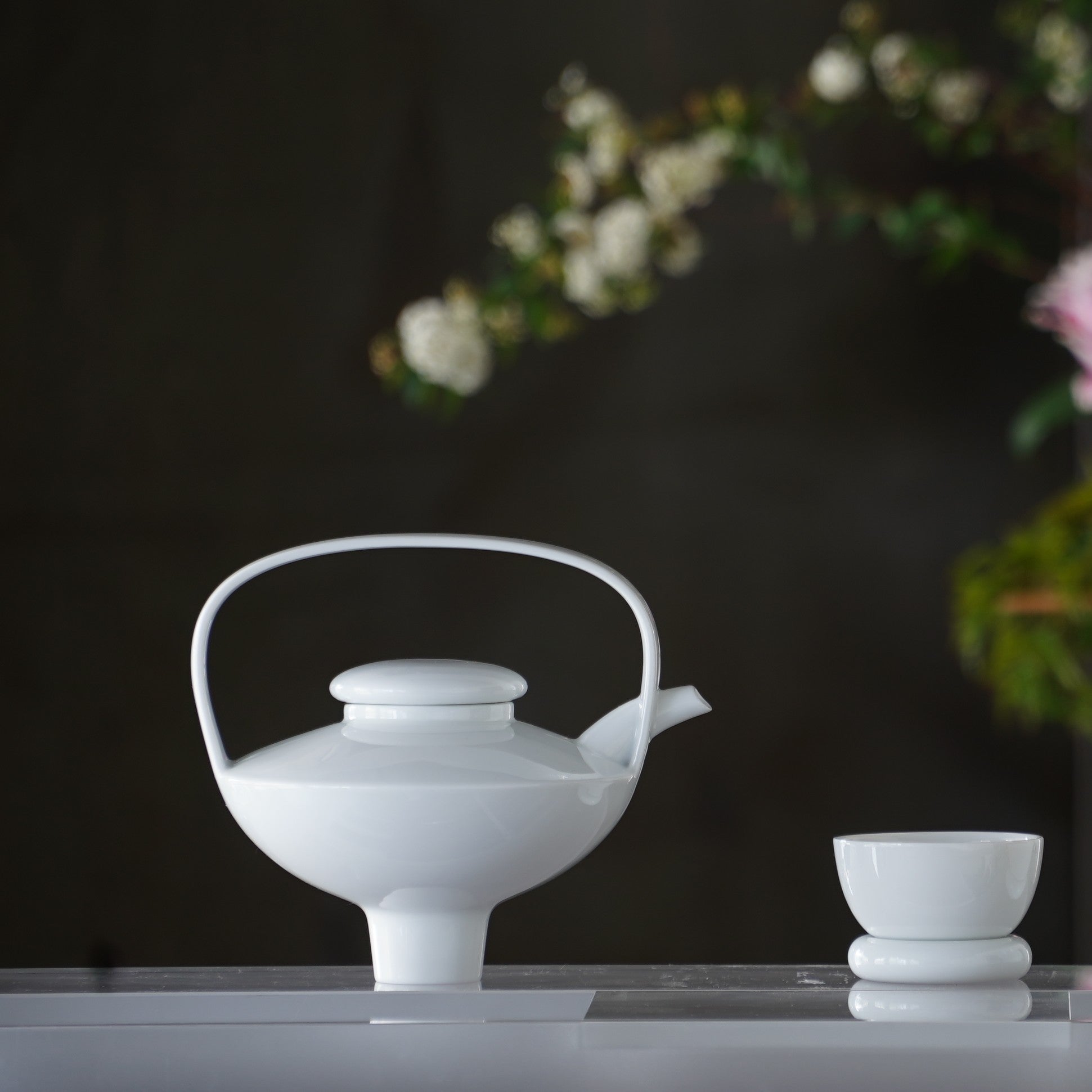 八方新氣 日出望月 創意茶具 亮面 白色 咖啡杯 壼 茶杯 茶器 居家生活