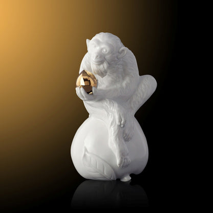 八方新氣 猴 瓷偶 福壽兩全 瓷器 生肖擺飾 印璽 印章 白瓷 禮物