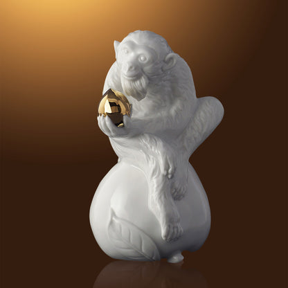 八方新氣 猴 瓷偶 福壽兩全 瓷器 生肖擺飾 印璽 印章 白瓷 禮物