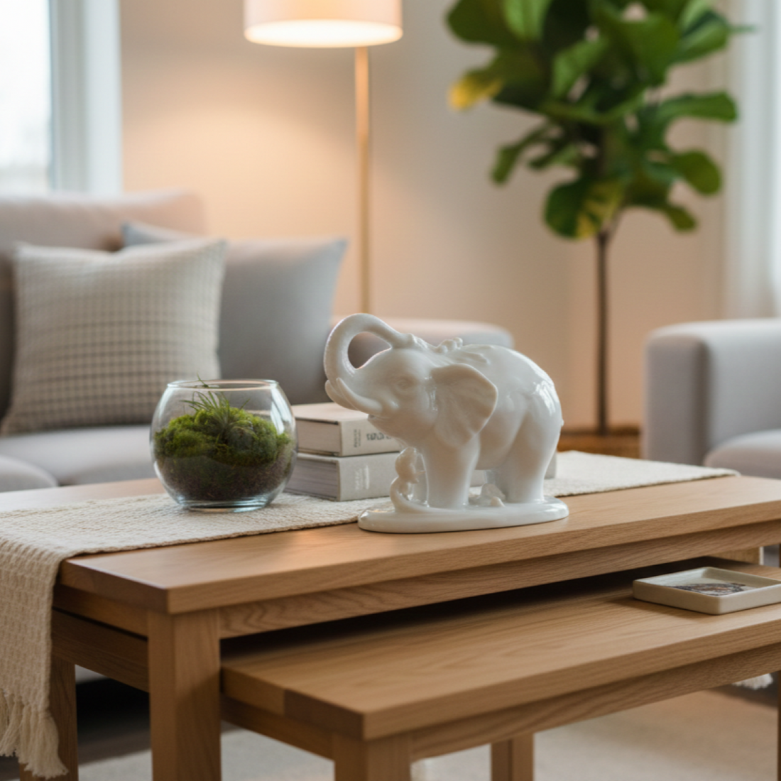 八方新氣 大象 欣欣向榮 瓷偶 瓷器 擺飾 白瓷 禮物 居家生活