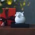 Auspicious Beginning porcelain zodiac ram seal with orange gift box, three rams&