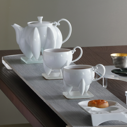 八方新氣 荷花 茶具組 茶器 咖啡杯 杯子款式 造形杯 白瓷藝術 居家美學