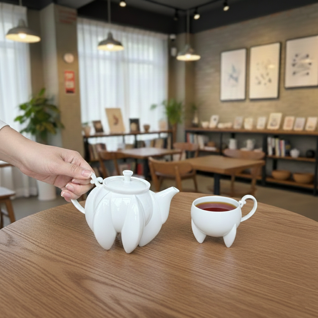 八方新氣 荷花 茶具組 茶器 咖啡杯 杯子款式 造形杯 白瓷藝術 居家美學