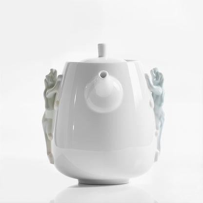 白瓷茶壺 登高 螭吻意象 居家美學 茶具 圓潤壺身造型形 送禮